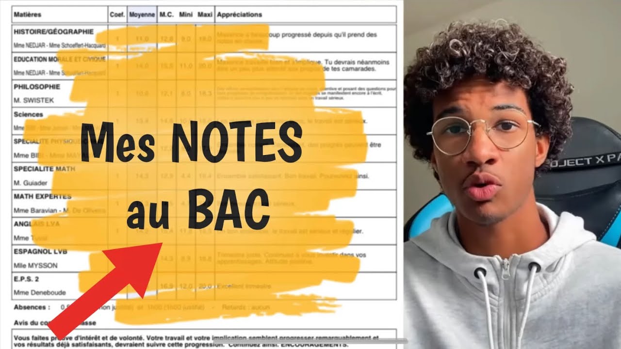 BAC - MES NOTES et ma MENTION au BAC !!!