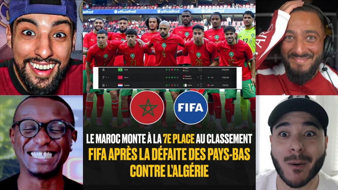 🚨 LE MAROC 🇲🇦 GRIMPE À LA 7E PLACE DU CLASSEMENT FIFA  GRÂCE A L'ALGERIE 🇩🇿 QUI A BATTU LE PAYS BAS🔥